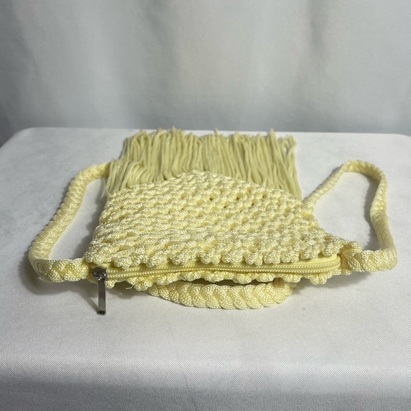 Vintage Macramé Fringe Crossbody Shoulder Bag Boho Festival Hippie Style Yellow - Picture 5 of 5